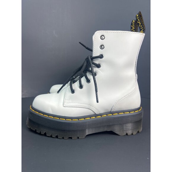 Dr. Martens Jadon White Woman Platform Leather Boots Size EU 37 US 5 US Smooth L - Picture 4 of 13